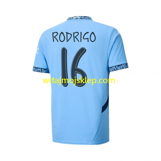 Koszulka Manchester City UCL Font RODRIGO 16 Męska Stroje Domowe 2024-2025 Krótkie Rękawy
