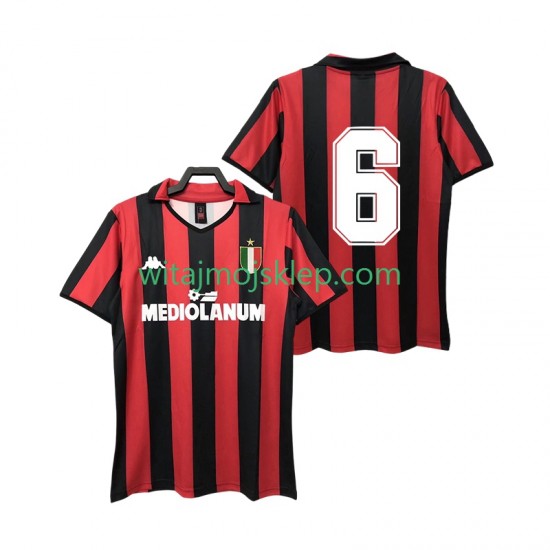 Koszulka AC Milan 6 1988 1989 Retro Męska Stroje Domowe Krótkie Rękawy