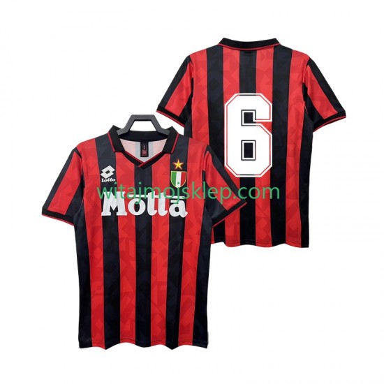 Koszulka AC Milan 6 1993 Retro Męska Stroje Domowe 1994 Krótkie Rękawy