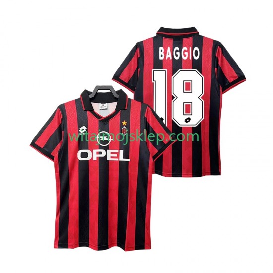 Koszulka AC Milan BAGGIO 18 1995 1996 Retro Męska Stroje Domowe Krótkie Rękawy
