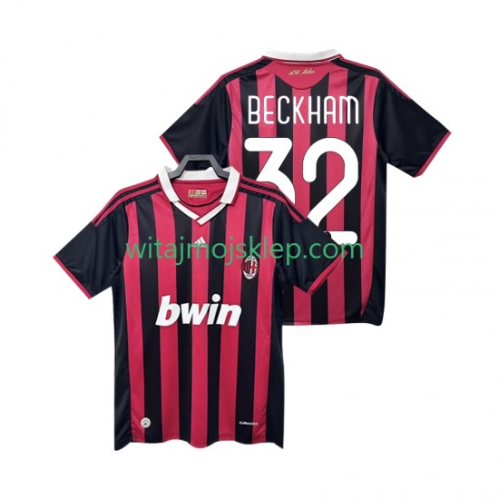 Koszulka AC Milan BECKHAM 32 2009 Retro Męska Stroje Domowe 2010 Krótkie Rękawy