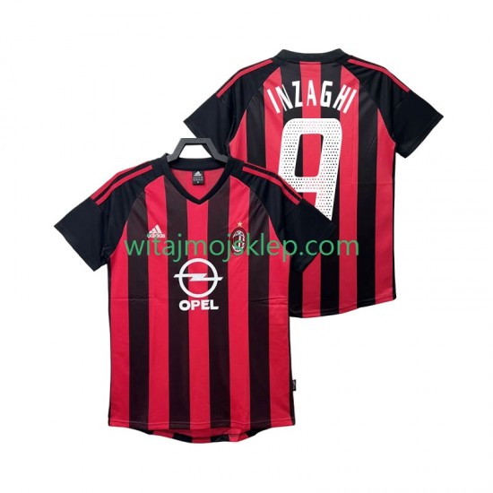 Koszulka AC Milan INZAGHI 9 2003 Retro Męska Stroje Domowe 2002 Krótkie Rękawy