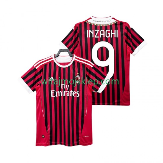 Koszulka AC Milan INZAGHI 9 2012 Retro Męska Stroje Domowe 2011 Krótkie Rękawy