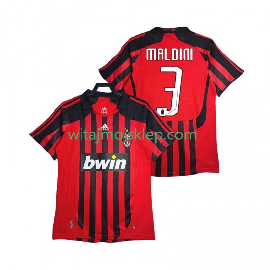 Koszulka AC Milan MALDINI 3 2007 Retro Męska Stroje Domowe 2008 Krótkie Rękawy