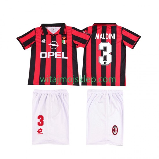 Koszulka AC Milan MALDINI 3 1996 1997 Retro Dziecięca Stroje Domowe Krótkie Rękawy