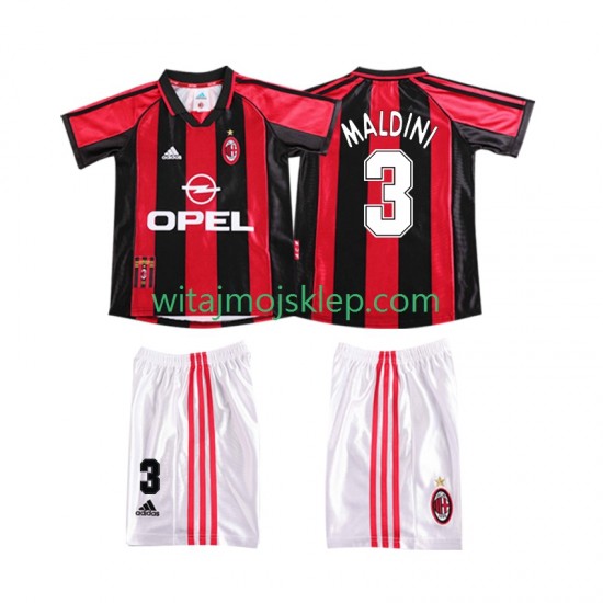 Koszulka AC Milan MALDINI 3 Retro Dziecięca Stroje Domowe 1998 1999 Krótkie Rękawy