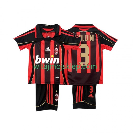 Koszulka AC Milan MALDINI 3 2007 Retro Dziecięca Stroje Domowe 2006 Krótkie Rękawy