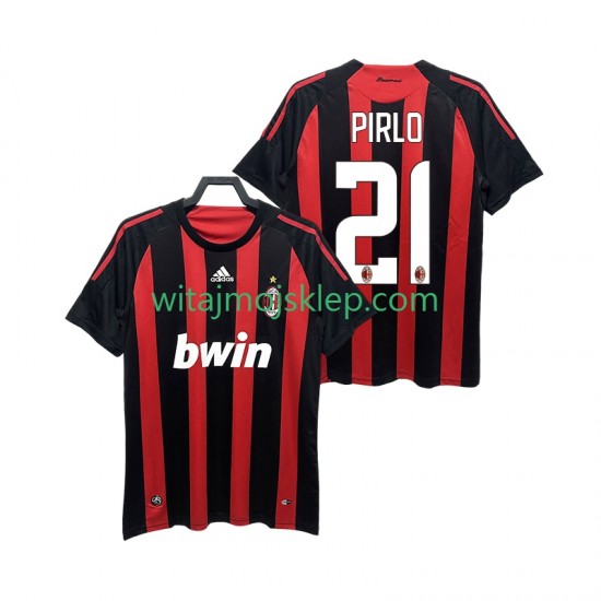 Koszulka AC Milan RIRLO 21 2009 Retro Męska Stroje Domowe 2008 Krótkie Rękawy