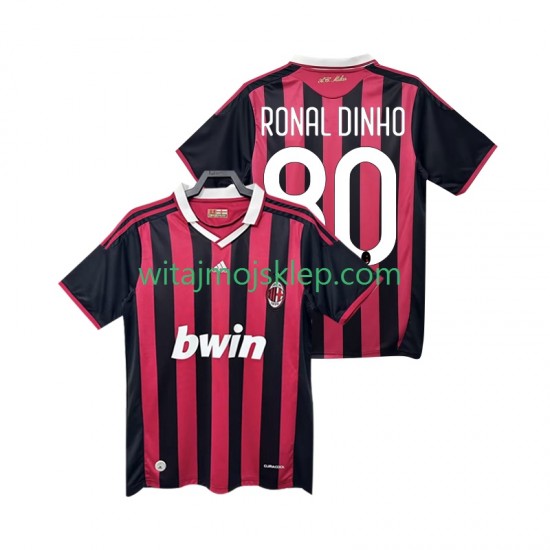 Koszulka AC Milan RONALDINHO 80 2009 Retro Męska Stroje Domowe 2010 Krótkie Rękawy