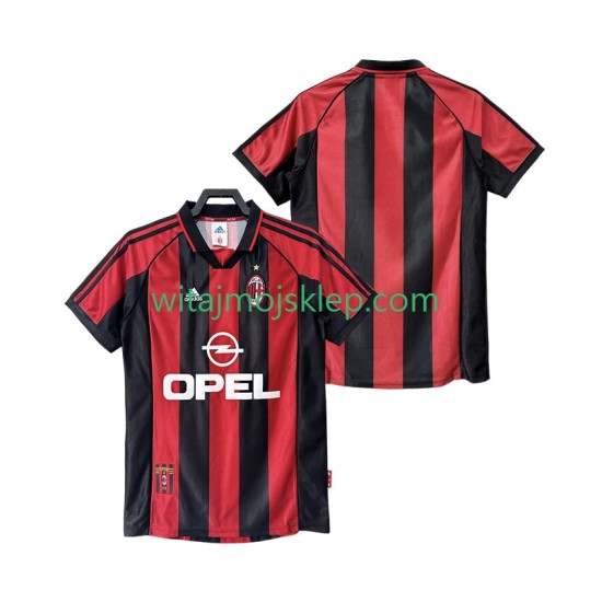 Koszulka AC Milan Retro Męska Stroje Domowe 1998 1999 Krótkie Rękawy