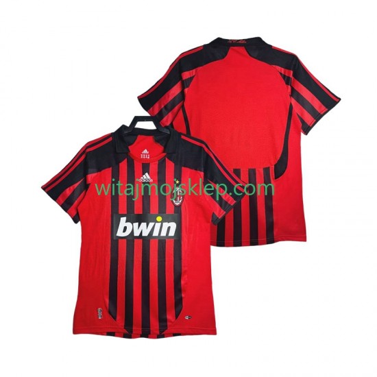 Koszulka AC Milan 2007 Retro Męska Stroje Domowe 2008 Krótkie Rękawy