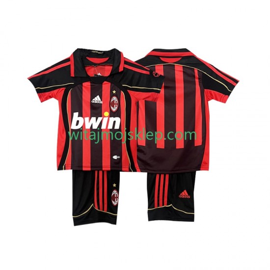 Koszulka AC Milan 2007 Retro Dziecięca Stroje Domowe 2006 Krótkie Rękawy