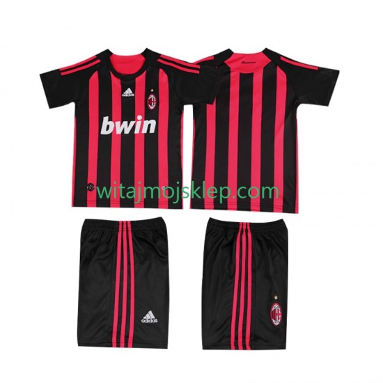 Koszulka AC Milan 2009 Retro Dziecięca Stroje Domowe 2008 Krótkie Rękawy