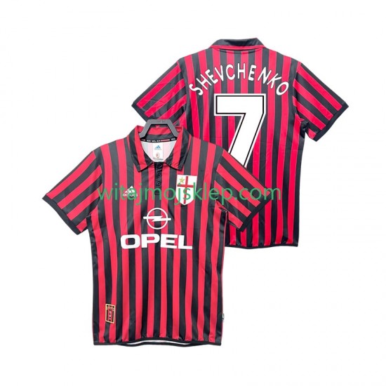Koszulka AC Milan SHEVCHENKO 7 2000 Retro Męska Stroje Domowe 1999 Krótkie Rękawy