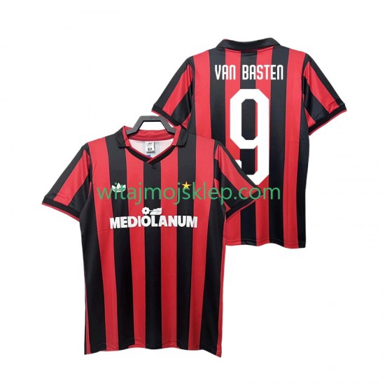 Koszulka AC Milan VAN BASTEN 9 1990 1991 Retro Męska Stroje Domowe Krótkie Rękawy