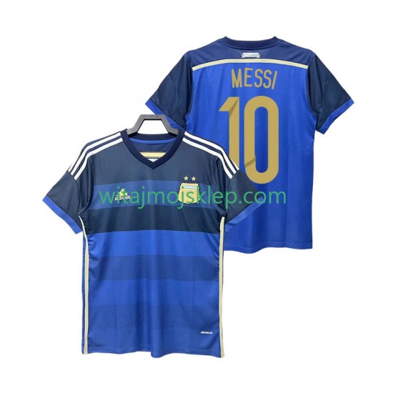 Koszulka Reprezentacja Argentyny Lionel Messi 10 2014 Retro Męska Stroje Wyjazdowe Krótkie Rękawy