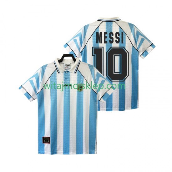 Koszulka Reprezentacja Argentyny Lionel Messi 10 1996 1997 Retro Męska Stroje Domowe Krótkie Rękawy