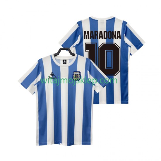 Koszulka Reprezentacja Argentyny MARADONA 10 1986 Retro Męska Stroje Domowe Krótkie Rękawy