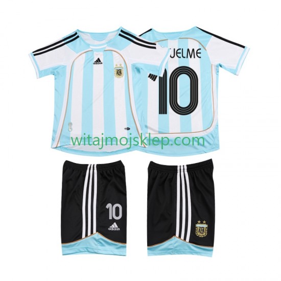 Koszulka Reprezentacja Argentyny RIQUELME 10 2007 Retro Dziecięca Stroje Domowe 2006 Krótkie Rękawy