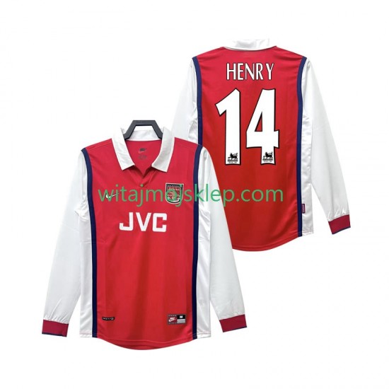 Koszulka Arsenal Henry 14 Retro Męska Stroje Domowe 1998 1999 Długie Rękawy