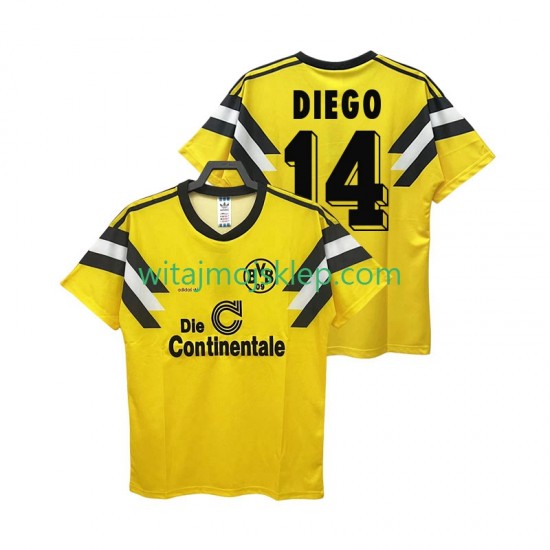 Koszulka Borussia Dortmund DIEGO 14 DFB-POKAL 1989 Retro Męska Stroje Domowe Krótkie Rękawy