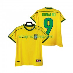 Koszulka Reprezentacja Brazylii RONALDO 9 Retro Męska Stroje Domowe 1998 Krótkie Rękawy