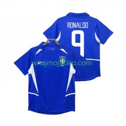 Koszulka Reprezentacja Brazylii Ronaldo 9 Retro Męska Stroje Wyjazdowe 2002 Krótkie Rękawy