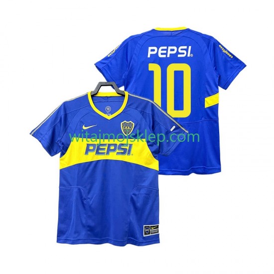 Koszulka CA Boca Juniors PEPSI 10 2003 Retro Męska Stroje Domowe 2004 Krótkie Rękawy