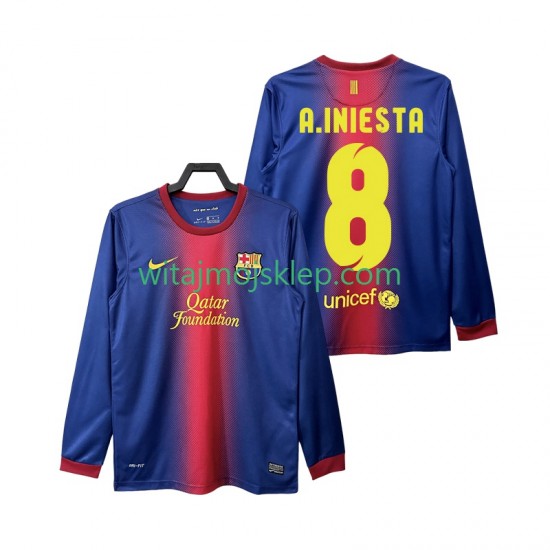 Koszulka FC Barcelona A INIESTA 8 2012 2013 Retro Męska Stroje Domowe Długie Rękawy