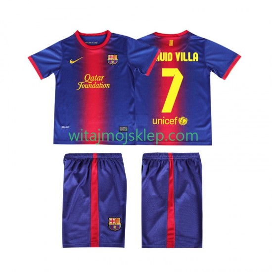 Koszulka FC Barcelona DAUID VILLA 7 2012 2013 Retro Dziecięca Stroje Domowe Krótkie Rękawy