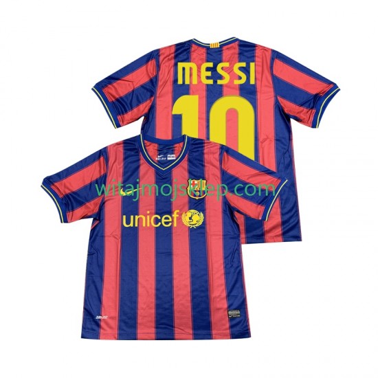Koszulka FC Barcelona Lionel Messi 10 2009 Retro Męska Stroje Domowe 2010 Krótkie Rękawy
