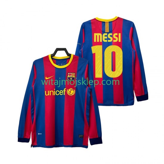 Koszulka FC Barcelona Lionel Messi 10 Retro Męska Stroje Domowe 2011 2010 Długie Rękawy