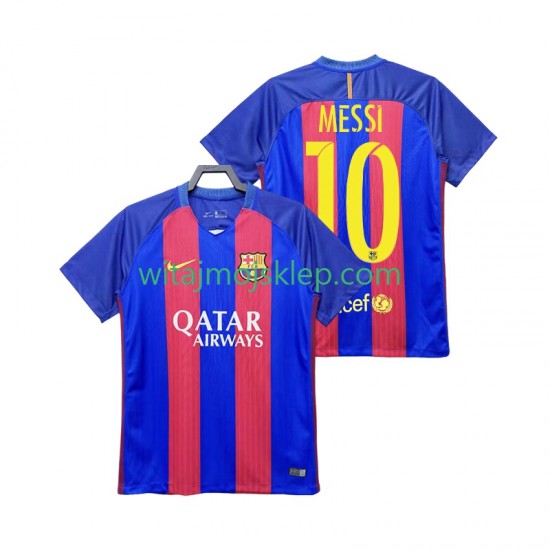 Koszulka FC Barcelona Lionel Messi 10 2016 2017 Retro Męska Stroje Domowe Krótkie Rękawy