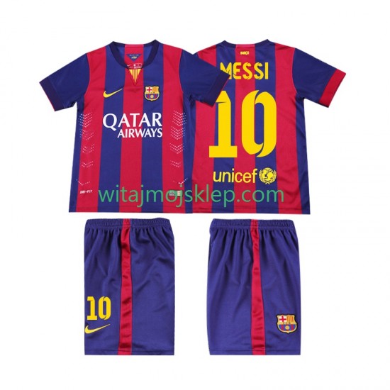 Koszulka FC Barcelona Lionel Messi 10 2014 2015 Retro Dziecięca Stroje Domowe Krótkie Rękawy