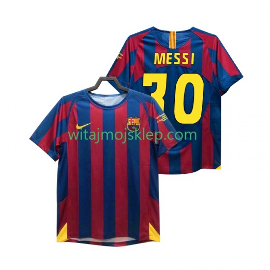 Koszulka FC Barcelona Lionel Messi 30 Champions League 2005 Retro Męska Stroje Domowe 2006 Krótkie Rękawy