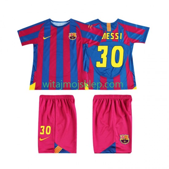 Koszulka FC Barcelona Lionel Messi 30 Champions League 2005 Retro Dziecięca Stroje Domowe 2006 Krótkie Rękawy