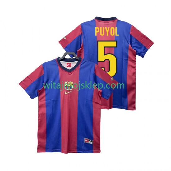Koszulka FC Barcelona PUYOL 5 Retro Męska Stroje Domowe 1998 1999 Krótkie Rękawy