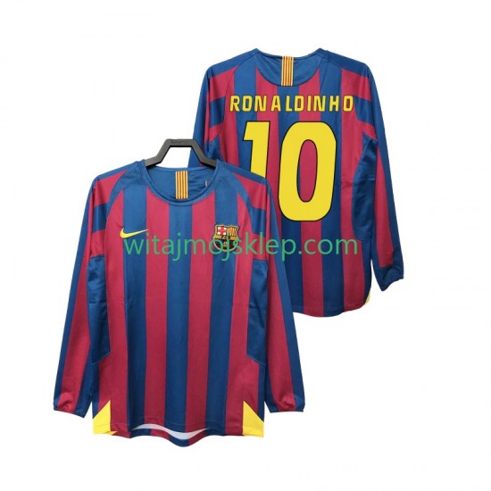Koszulka FC Barcelona RONALDINHO 10 2005 Retro Męska Stroje Domowe 2006 Długie Rękawy