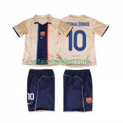 Koszulka FC Barcelona RONALDINHO 10 2001 Retro Dziecięca Stroje Wyjazdowe 2002 Krótkie Rękawy