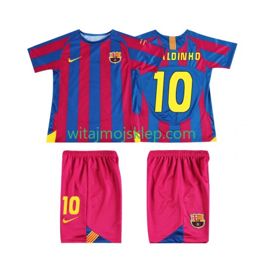 Koszulka FC Barcelona RONALDINHO 10 Champions League 2005 Retro Dziecięca Stroje Domowe 2006 Krótkie Rękawy