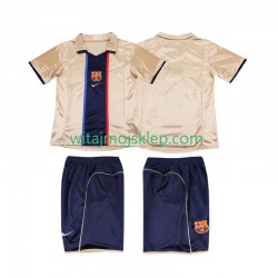Koszulka FC Barcelona 2001 Retro Dziecięca Stroje Wyjazdowe 2002 Krótkie Rękawy