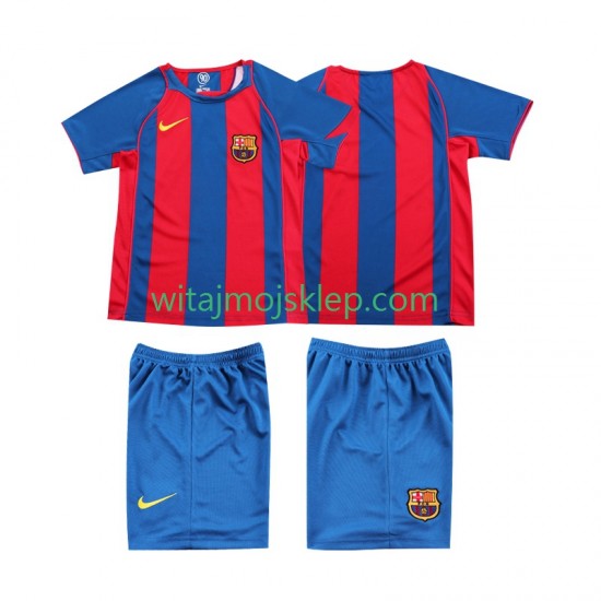 Koszulka FC Barcelona 2005 Retro Dziecięca Stroje Domowe 2004 Krótkie Rękawy