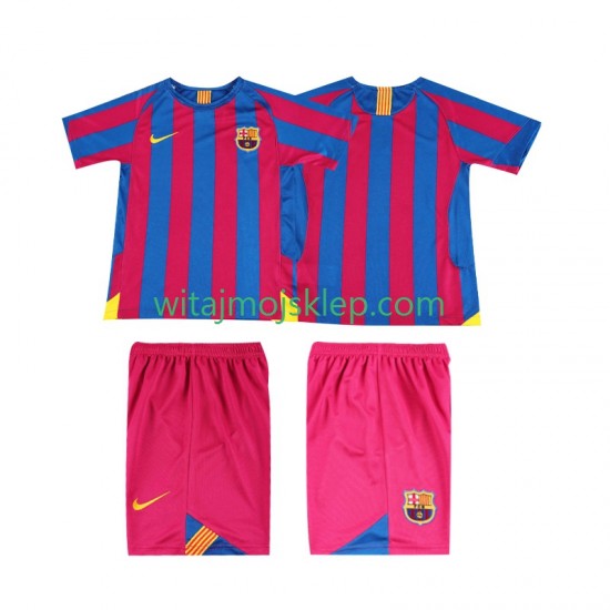 Koszulka FC Barcelona 2005 Retro Dziecięca Stroje Domowe 2006 Krótkie Rękawy