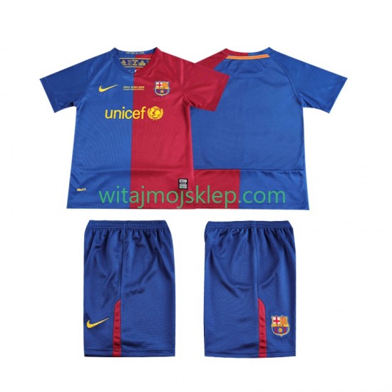 Koszulka FC Barcelona Champions League 2009 Retro Dziecięca Stroje Domowe 2008 Krótkie Rękawy