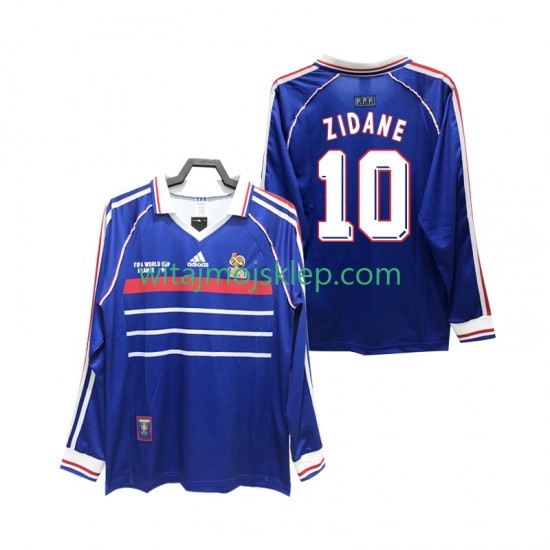 Koszulka Reprezentacja Francji ZIDANE 10 Retro Męska Stroje Domowe 1998 Długie Rękawy