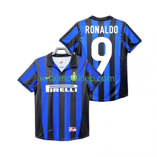 Koszulka Inter Mediolan Roanldo 9 Retro Męska Stroje Domowe 1998 1999 Krótkie Rękawy