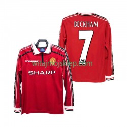 Koszulka Manchester United BECKHAM 7 Retro Męska Stroje Domowe 1998 1999 Długie Rękawy