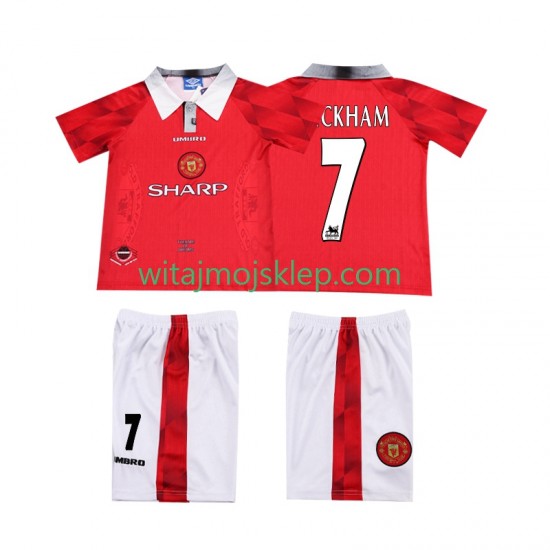 Koszulka Manchester United BECKHAM 7 1996 1997 Retro Dziecięca Stroje Domowe Krótkie Rękawy