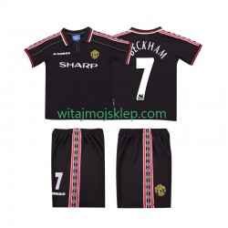 Koszulka Manchester United Beckham 7 Retro Dziecięca Stroje Wyjazdowe 1998 1999 Krótkie Rękawy