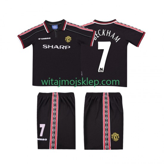 Koszulka Manchester United Beckham 7 Retro Dziecięca Stroje Wyjazdowe 1998 1999 Krótkie Rękawy